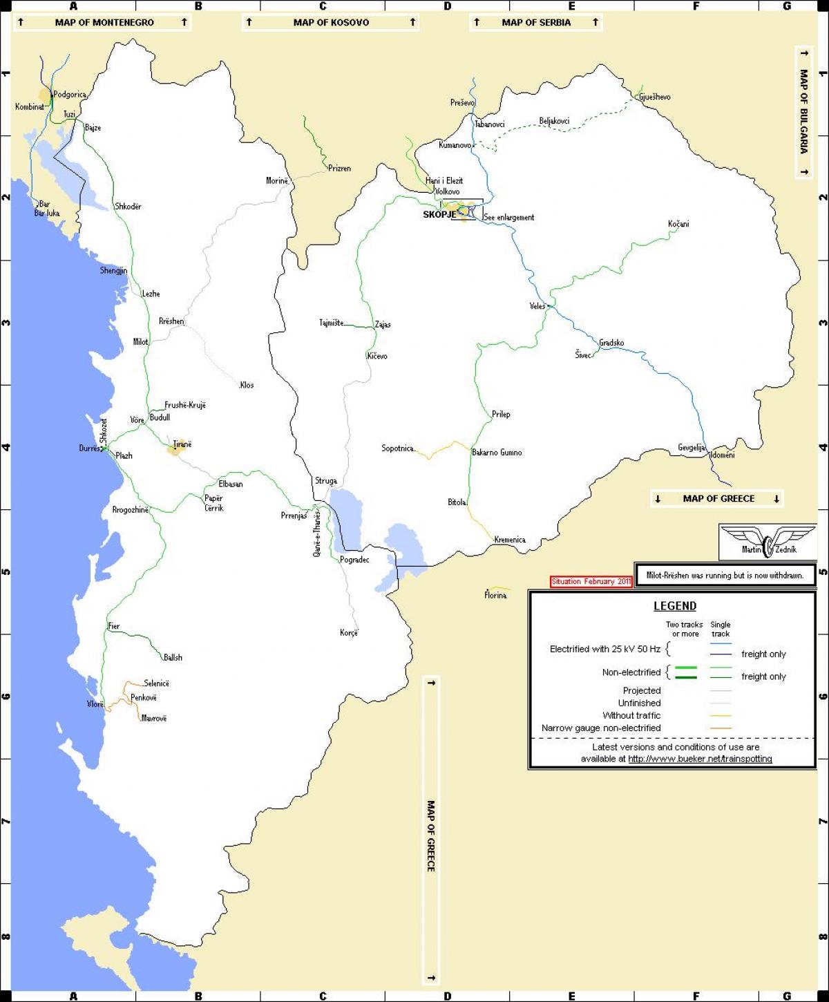 Albanés ferrocarriles mapa