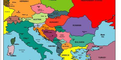 Mapa de europa, mostrando Albania