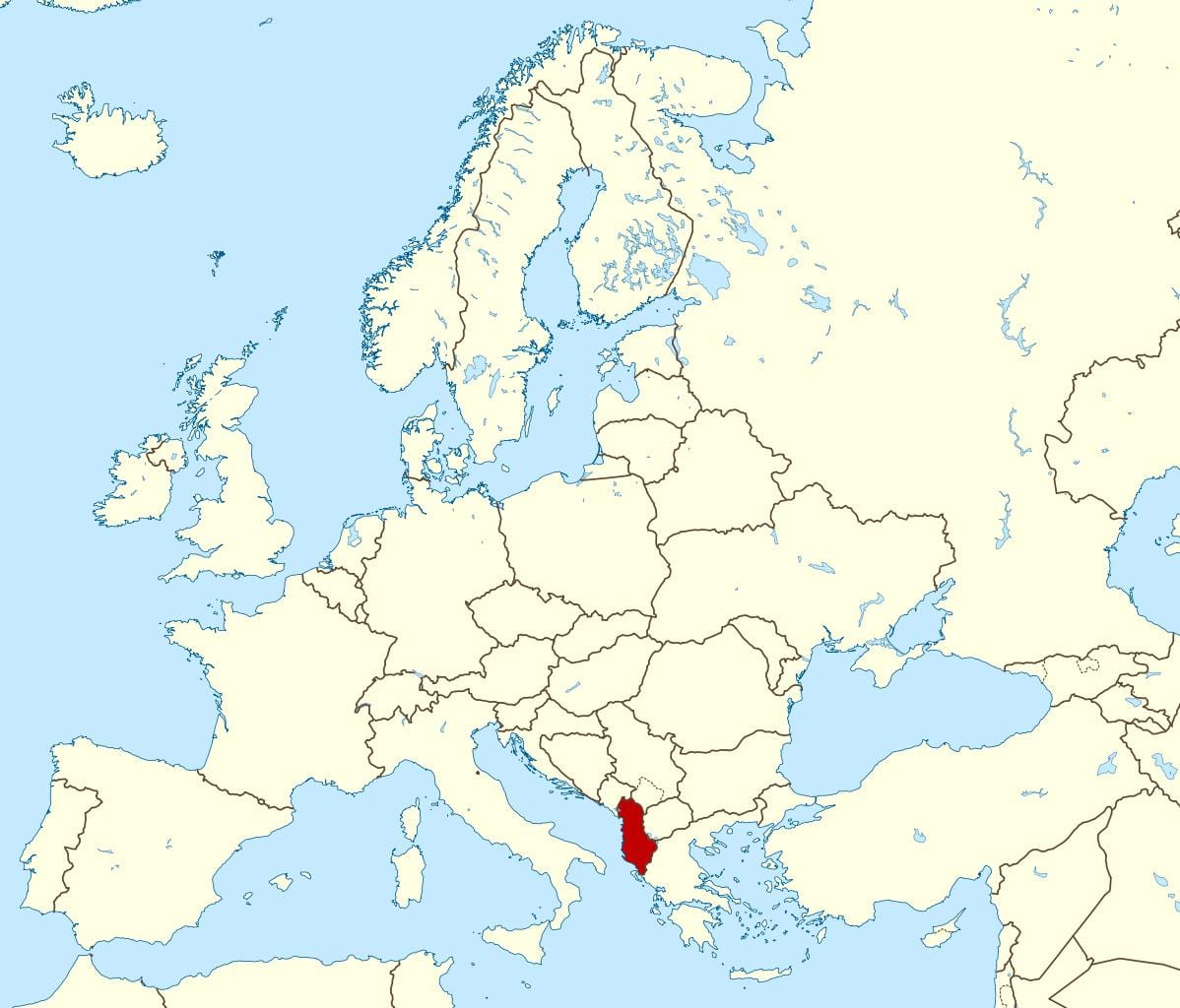 mapa de Albania ubicación en el mundo
