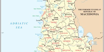 Mapa de Albania, con ciudades